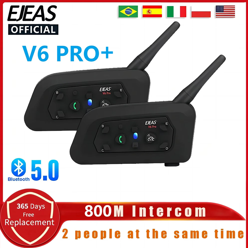 Full Face Motorcycle Helmet With Bluetooth - EJEAS V6 PRO + гарнитура для